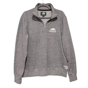 Roots Vancouver Canada Cotton Blend Polo Sweater Heather Gray XL